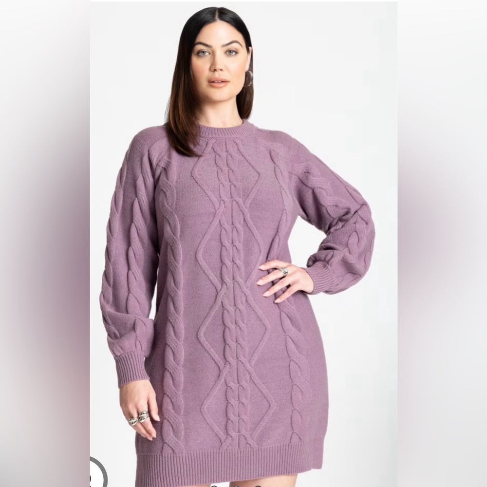 ELOQUII Mini Cable Knit Sweater Dress
